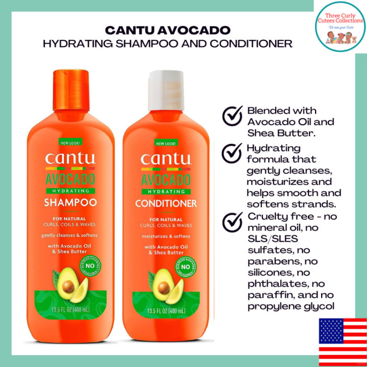 Cantu Hydrating Avocado Moisturizing Shampoo and Conditioner with Avocado Oil and Shea Butter