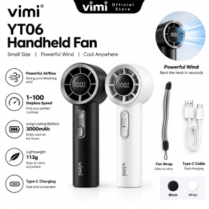 Vimi YT06 Handheld Fan 3000mAh Type-C Portable Mini Fan with Fan Strap 1-100 Speed Rechargeable fan