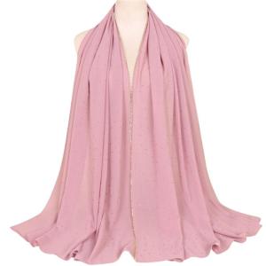 Solid Color Chiffon Head Scarf Muslims Hijab Womens Long Head Wrap 66.14x25.98 Inch Large Shawl for Evening