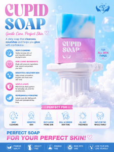 Angel’s Skin Cupid Soap – Whitening & Moisturizing Soap with Niacinamide Helps Brighten Skin Tone Hydrate & Smooth Skin Gently Cleanses Reduces Dark Spots & Leaves Skin Soft Radiant and Healthy-Looking for Daily Use