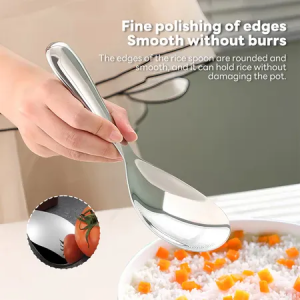 2pcs Stainless Steel Rice Serving Spoon Scooper Large Dish Spoon Sandok Serving Non-stick Rice Paddle Dinner Tableware Dinnerware Kitchen Utensils Tools