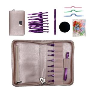 Ergonomic Aluminum Crochet Hook with 8 Interchangeable Tip 3.0mm-7.0mm Crochet Hook Set with Knitting Marker