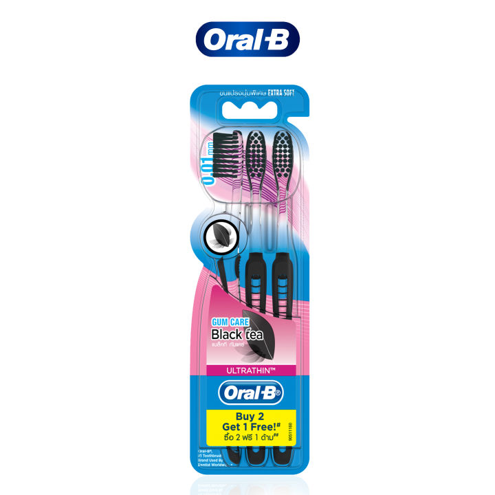 Oral-B UltraThin Black Tea Gum Care (Extra Soft) Manual Toothbrush 3 ...