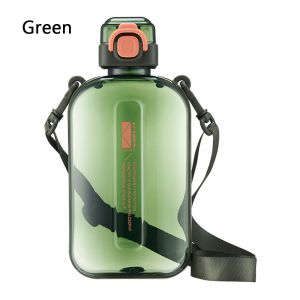 COMEMECO 1Pcs 750ml Flat Square Water Bottle Adjustable Strap Elegant  Design Transparent Sports Bottle  Plastic Portable Travel Canteen Sport Camping Use