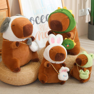 25 ~ 50 CM Capybara vui nhộn Mặc mũ thỏ / ếch Túi đeo chéo Đồ chơi sang trọng Động vật hoạt hình Búp bê nhồi bông Món quà kỳ nghỉ Trang trí nội thất sofa2026