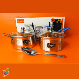 5pcs Cookware Set Stainless Steel 1.5L Deep Kadai & 1.5L Sauce Pan with Glass Lid