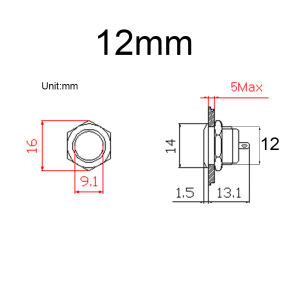 12mm 16mm 19mm 22mm Electric Waterproof Power 12v Led Light Momentary Short Mini Push Button Switch Pressure Switches 220v 24v