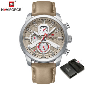 NAVIFORCE Top Original Brand Military Mens Watch Date Casual Quartz Leather Strap Waterproof Sport Luminous Fashion Men Watch