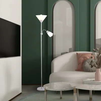 Floor lamp living room lamp shade bedroom night light study living room double head floor lamp atmosphere simple（Complimentary light bulb）