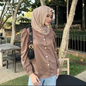 kemeja wanita cantik Bella Puffy Shirt  lengan panjang elegan terbaru Atasan Wanita Katun Premium