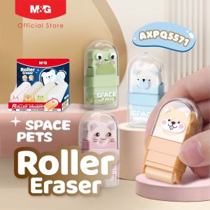 M&G Space Pets Dual-Function Roller Eraser – Cute Animal Design Dustless & Clean Wiping Eraser for School & Office AXPQ5571