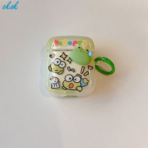 OKOK Three-Dimensional Green Frog AirPods Case For AirPods 1 2 3 AirPods Pro 4 InPods 12 i12 Wireless Bluetooth Headphones Headset Gen 1 2 3 Silicone Casing Shockproof Protective Cover Shell Top Seller With Pendant