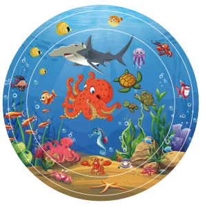 Water Play Mat   Childrens Water Splash Pad   Inflatable   Baby Pat Pat Fun   Childrens Toys   Thickened   Ice pad   New Ocean Fish Baby Crawling Mat   Large Size   80% Flat Crawling Training   Educational Toys