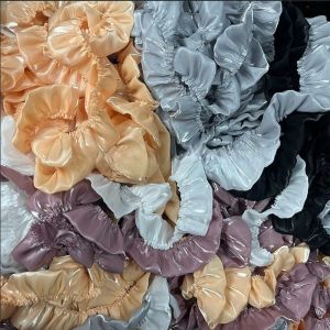 DOOUR 1Yard Length Pleated Lace Trim Multi-Color 5cm Wide Ruffle Lace Edge Trim Fabric Accessories Fabric Edge Hem Shiny Satin Ribbon DIY Dress