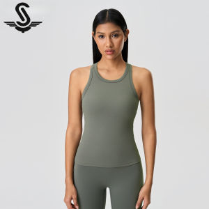 Succming Áo tank thể thao kiểu mới mùa xuân hè cho phụ nữ với đệm ngực ôm sát không tay áo tập yoga D25057
