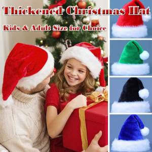 Thicken Plush Christmas Hat Christmas Cap Santa hat For Adults Kids Child Merry Christmas Party Hat Cap