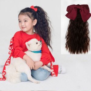 YIDIA ปาร์ตี้งานปาร์ตี้ แฟชั่นแฟชั่นแฟชั่น เท็จปลอมปลอม น่ารักน่ารักๆ ขนปุยฟู หวานหวานแหววว เด็กๆเด็กๆ เจ้าหญิงสำหรับเด็ก เด็ก Headwear ที่ต่อผม ทนความร้อนทน ผมหางม้าโบว์สีแดง วิกผมหางม้าสำหรับเด็ก