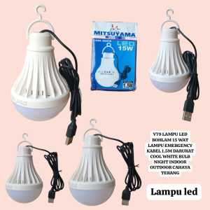 V79 ORI LAMPU LED BOHLAM USB 15 WAT 15W EMERGENCY KABEL USB 1.5M  EMERGENCI DARURAT COOL WHITE LUMEN