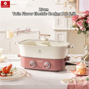 Liven Split Double Flavor Hot Pot 6.5L Multifunctional Electric Cooker DHG-689BY Mandarin Duck Pot Ceramic Glaze Large Capacity Hot Pot