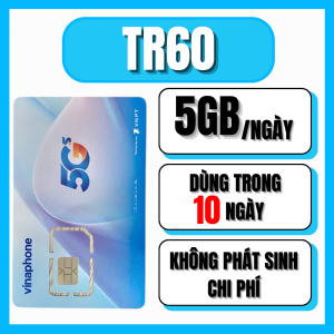Sim/Esim 5G Vinaphone TR60 Có 5GB Mỗi Ngày Tốc Độ Cao + 1000P Gọi Vina Dưới 10 Phút – Gói 10 Ngày Dùng Toàn Quốc . FREESHIP - CHƯA KÍCH HOẠT