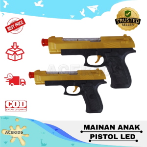 Mainan Anak Pistol Led Tembakan Musikal Batreai Acekids M691
