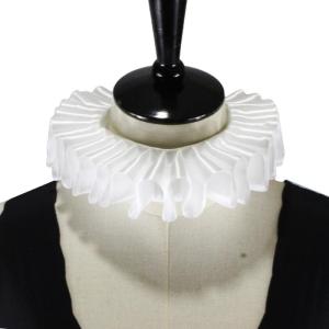 Women Ribbon Ruffled Fake Collar Victorian Renaissance Neck Ruff Satin Choker