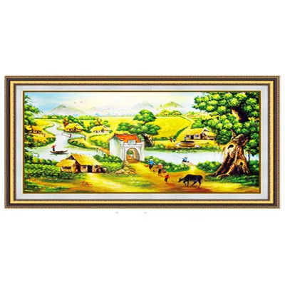 Tranh thêu chữ thập phong cảnh đồng quê mẫu mới - tự thêu Kích thước sản phẩm: 90x58 cm