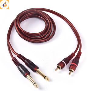 EOY 1.5M Cable Dual RCA Male to Dual 6.35mm 1 4 inch Male Mixer Audio Cable