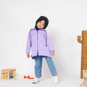 Jaket Anak Perempuan Murah Hoodie Bahan Tebal Resleting Gumi Kids Jacket Abu Pink