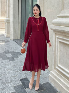 Đầm vol tay phồng phối dây kim sa dễ thương DA017 - KHÁNH LINH STYLE