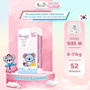 (Không Quà) Combo 3 Bịch Tã/Bỉm Dán Và Quần Bemom Summer Siêu Mỏng Mềm Thấm Hút Tốt Size NB-3XL Cho Bé Từ 3kg-30kg