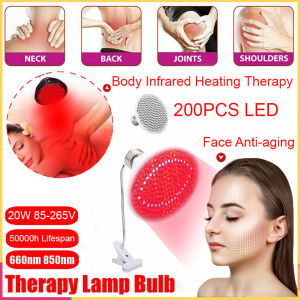200LEDS Far infrared Heat Physiotherapy Lamp Facial Anti-aging Whitening Red Blue Beauty Light With Clip Household Body Muscle Pain Relief Device LED Grow Light Plant Light