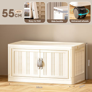NEST L45-75cm(3-5 Layers)Foldable Storage Cabinet With Wheels Multi-Function Stackable Storage Box With 2 Magnetic Door