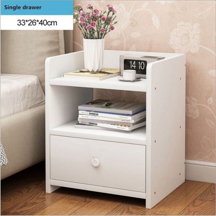 Bedside Cabinet Table Mini Modern Storage Bedroom Bedside Tables With 1 Drawer Organizer White Lazada PH