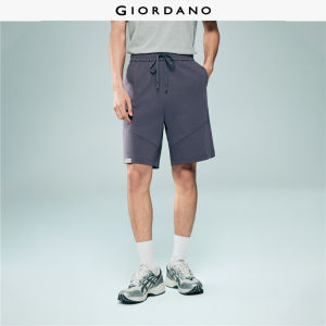 Giordano Beau Monde Men Woven label exposed seam elastic waist shorts Free Shipping 13106232