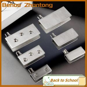 Behoo 2Pcs Glass Pivot Hinge Rotation Axis Stainless Steel Wine Cabinet Door Rotating Hinges Clamp Clip Shaft Hidden Hinge Hardware