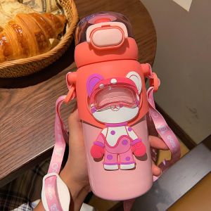 Botol Minum Anak Stainless Steel 316 Magic Bear Plus Sedotan 2in1 Termos Vacuum Flask 460ml