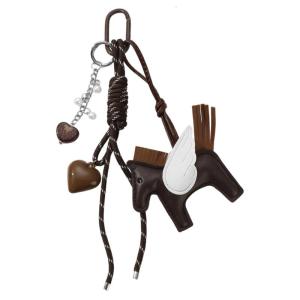 พวงกุญแจม้ากระเป๋าพวงกุญแจหนังเทียมสีน้ำตาลทำด้วยมือมีสไตล์ที่ใส่กุญแจเป็นรูปสัตว์ที่มีเสน่ห์สำหรับเป็นของขวัญและกระเป๋าถือ