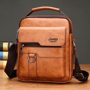 Jeep BULUO Men Business Bag Briefcase Man Messenger Document Laptop Bag Leather Waterproof.