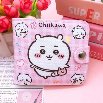 Kawaii Chiikawa Wallet Cute Hachiware Usagi Pu Buttons Casual Money Bag Coin Purse Card Holder Children Gifts