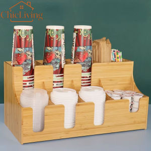 ChicLiving Disposable Cup Holder Wooden Desktop Cup Organizer Mug Stand Storage  Multifunctional Cup Holder