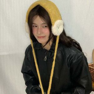 PTK52 Windproof Winter Thickened Earmuffs Foldable Headband Women Plush Ear Cover Adjustable Wool Outdoor Anti-cold Earflap Girls