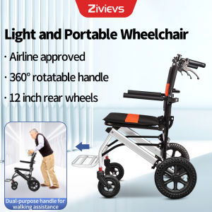 [SG Stocks] Lightweight Foldable Wheelchair and Walker Combo – Airline Approved 360° Rotatable Handle 45cm Extra-Wide Seat 12-Inch Rear Wheels and One-Hand Carry Design – Ideal for Travel and Daily Mobility