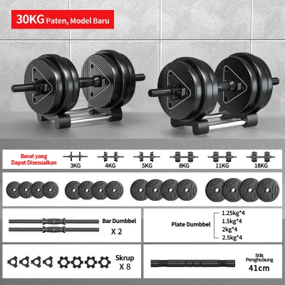 JF Dumbbell Barbell 10KG/20KG/30Kg Multi Function Dumbbell Alat Futnes Gym Set Bisa Bongkar Pasang JF