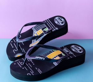 Sandal Sendal Wedges Wanita karakter Motif Explore Bandung khas oleh-oleh-by sandal Mimoy