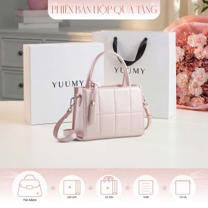 Bộ hộp quà trắng YUUMY (Túi đeo chéo nữ YUUMY YN250 + Hộp quà YHQ3T + Túi giấy YTG3T + Túi rút BVR3838 + Thiệp cảm ơn YBT1)