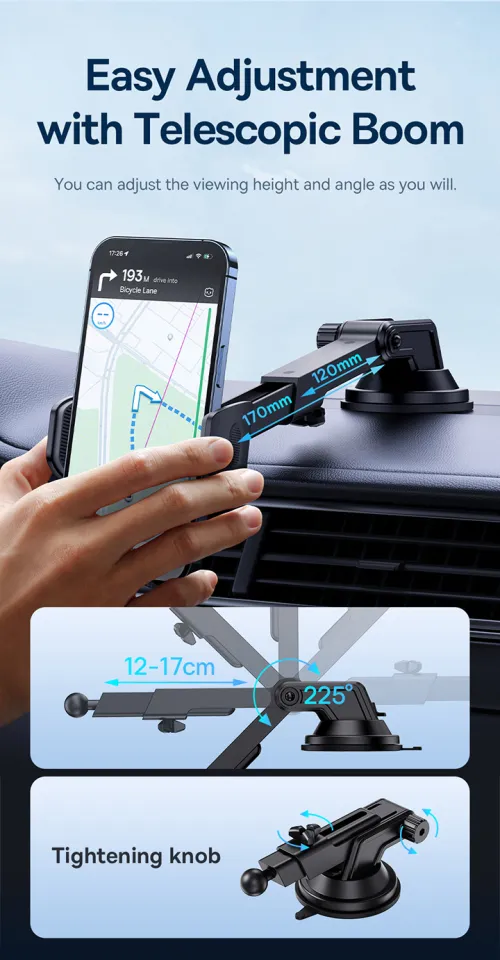 Baseus Car Phone Holder for Dashboard Car Mount Clamp Folding Link Type  Mobile Phone Bracket Portable Car Stand With Suction Base