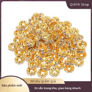 Hàng có sẵn✨ 100pcs 5 7 10mm rondelle đĩa 316 thép không gỉ pha lê Spacer hạt với Rhinestone cho đồ trang sức làm DIY Vòng đeo tay