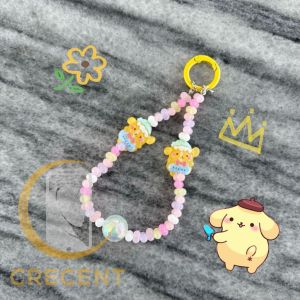 SANRIO Crystal PREMIUM Lanyard Tali Gantungan Gelang Strap HP Phone Charm Handphone Device Kamera Handmade Macaron Candy Lanyard Full Warna Korean Style Estetik Bracelet Beads Hello Kitty Cinnamoroll Pompompurin Purin My Melody Kuromi Pochacco