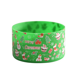 Christmas Theme Silicone Cover Durable 7.5cm Tumbler Cover Silicone Protective Cover Non-slip Water Bottle Bottom Cover Silicone Cover Tumbler Accessories